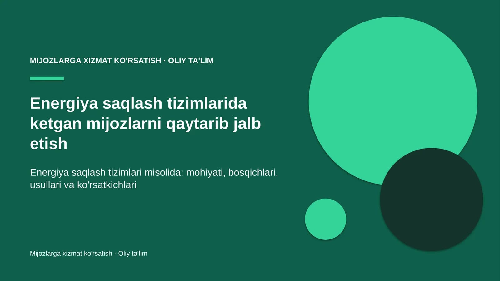 Energiya saqlash tizimlarida ketgan mijozlarni qaytarib jalb etish