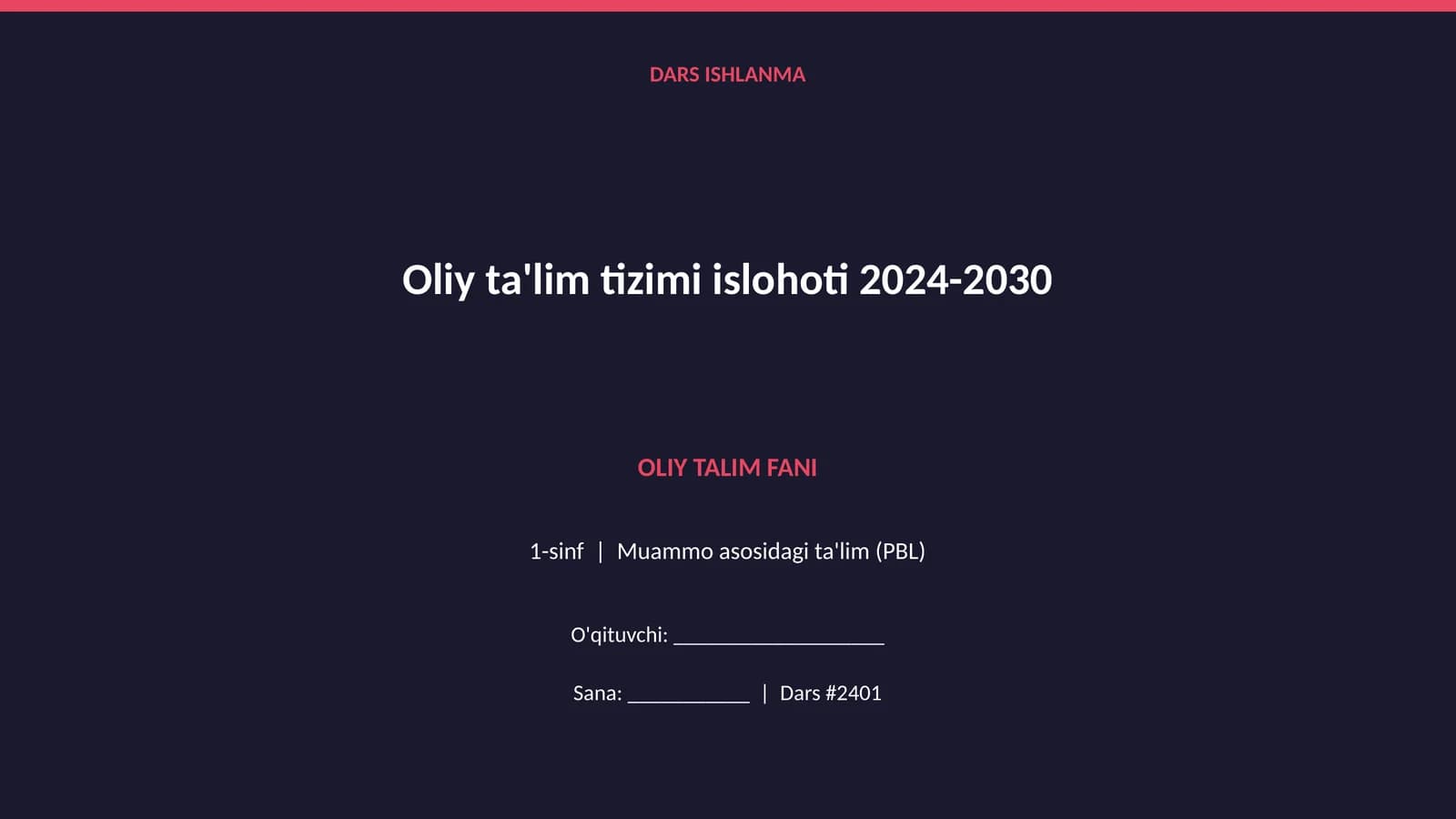 Oliy ta'lim tizimi islohoti 2024-2030