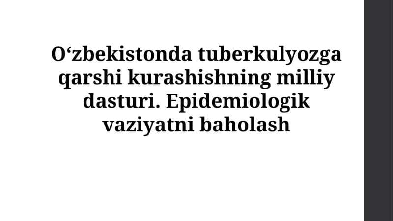 O‘zbekistonda tuberkulyozga qarshi kurashishning milliy dasturi