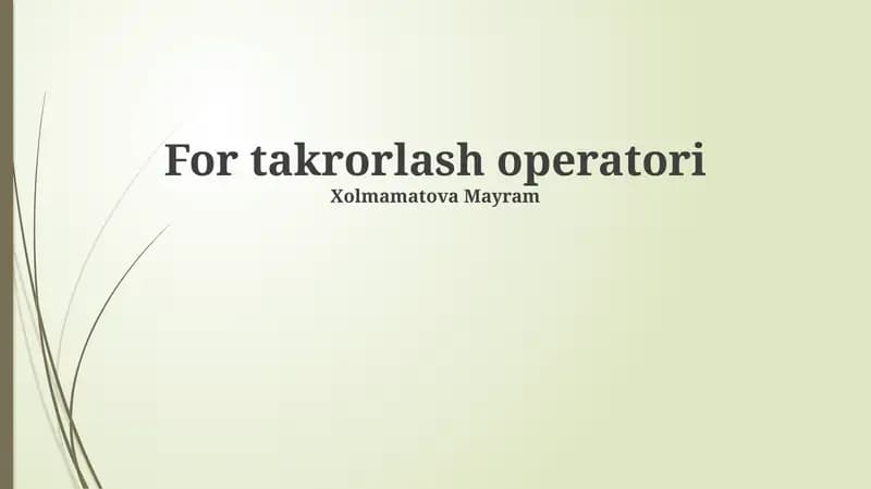 Takrorlash Operatorlari