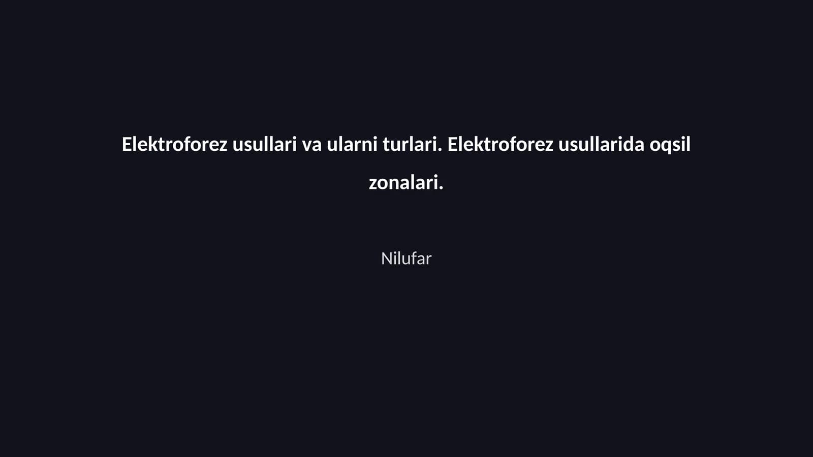 Elektroforez usullari va ularni turlari