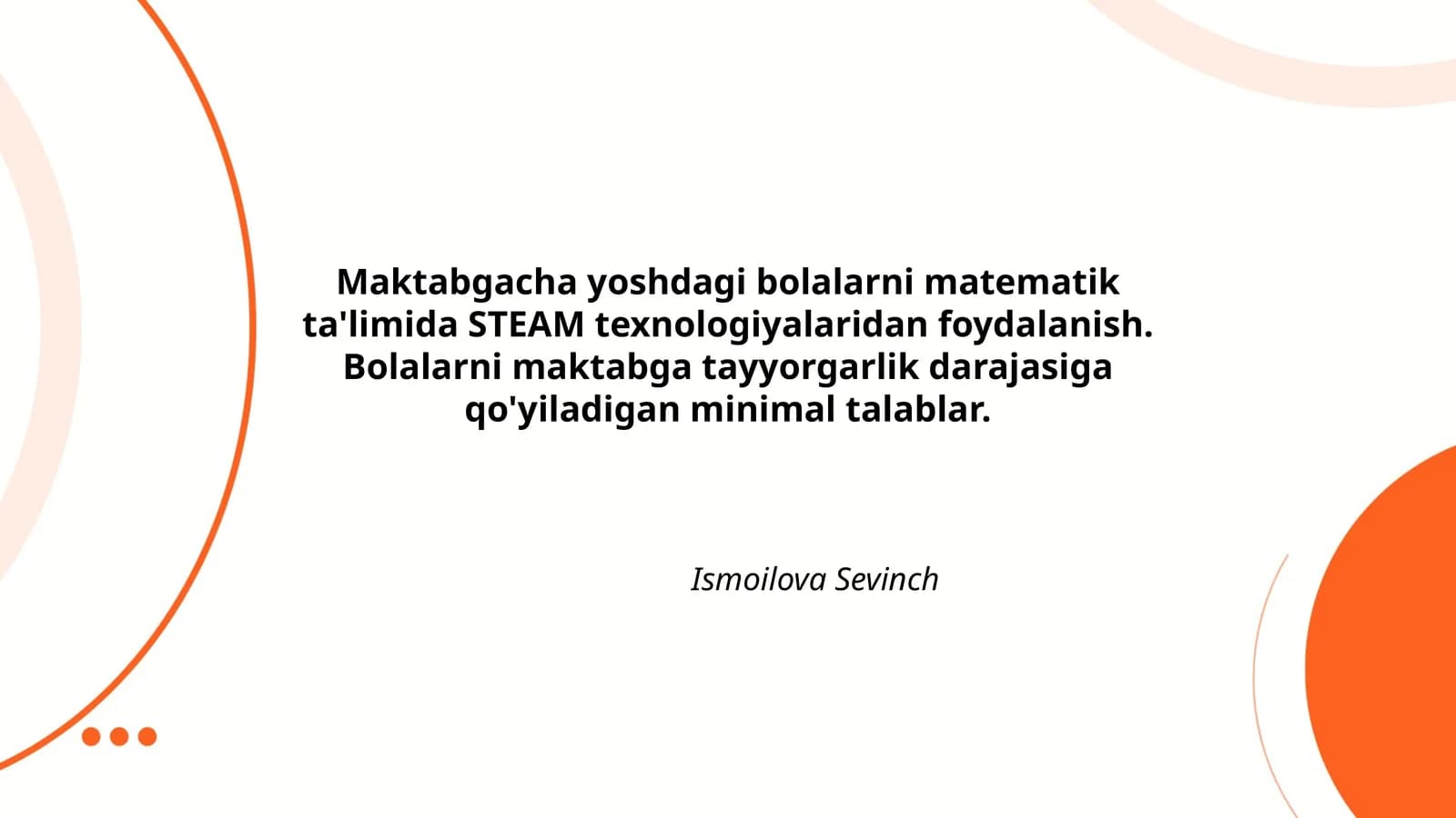 Bolalarni matematik ta'limida STEAM texnologiyalaridan foydalanish