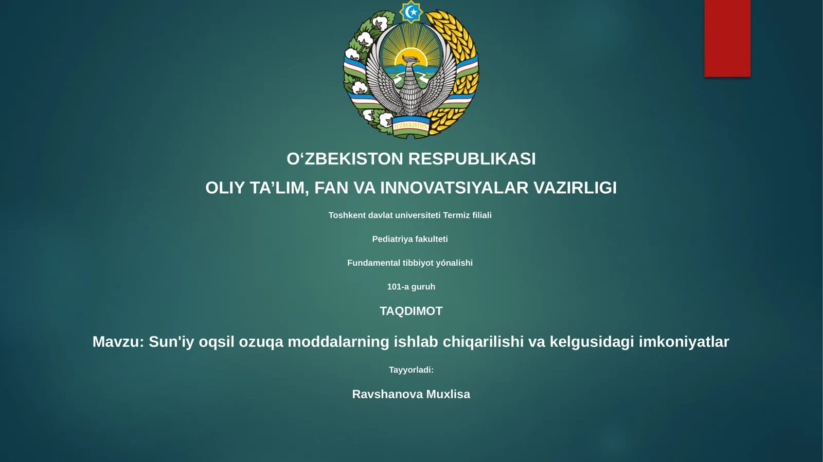 Sun'iy oqsil ozuqa moddalarning ishlab chiqarilishi va kelgusidagi imkoniyatlar