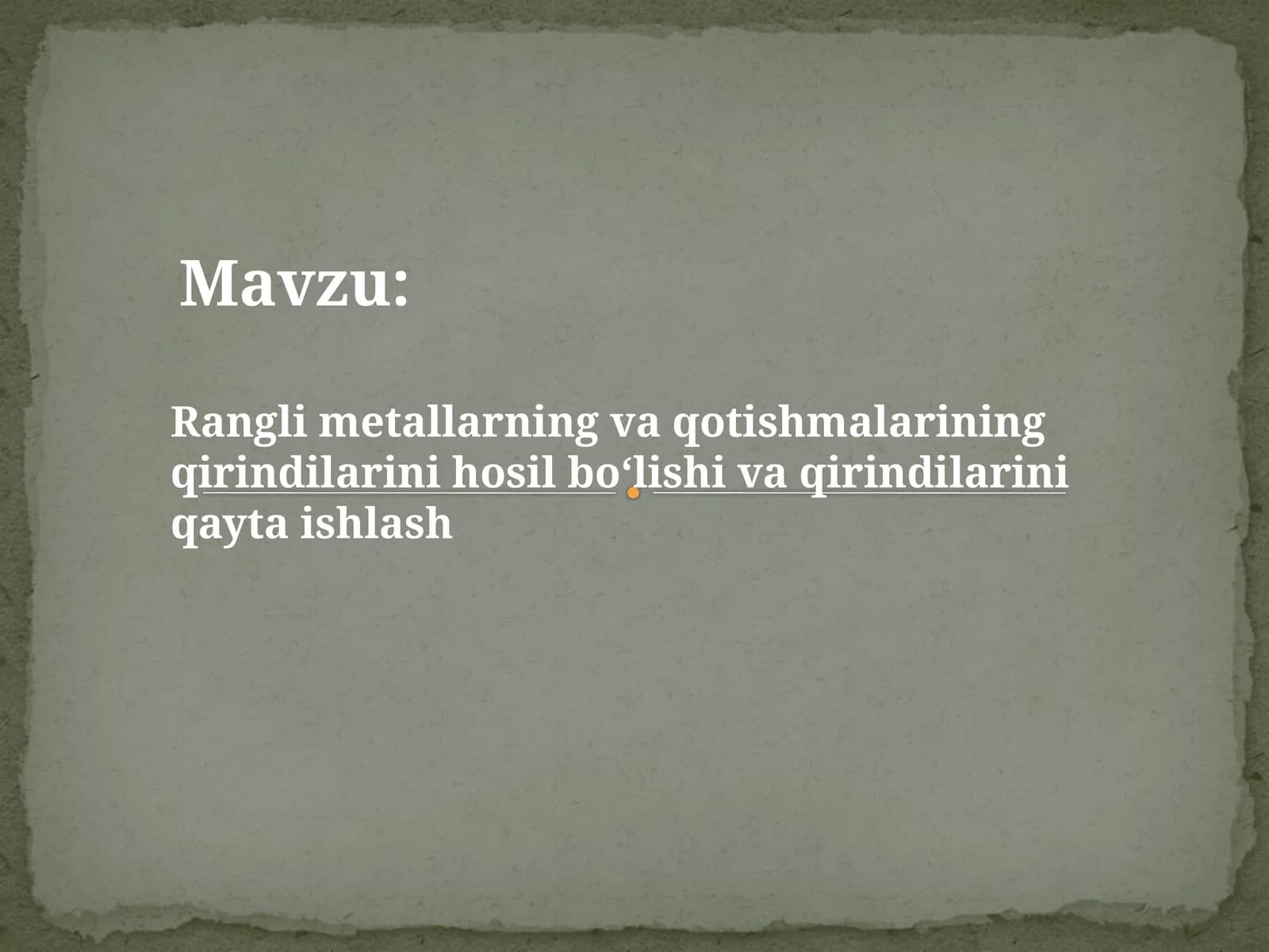 Rangli metallarning vaqotishmalarining qirindilarini hosil bo‘lishi va qayta ishlash