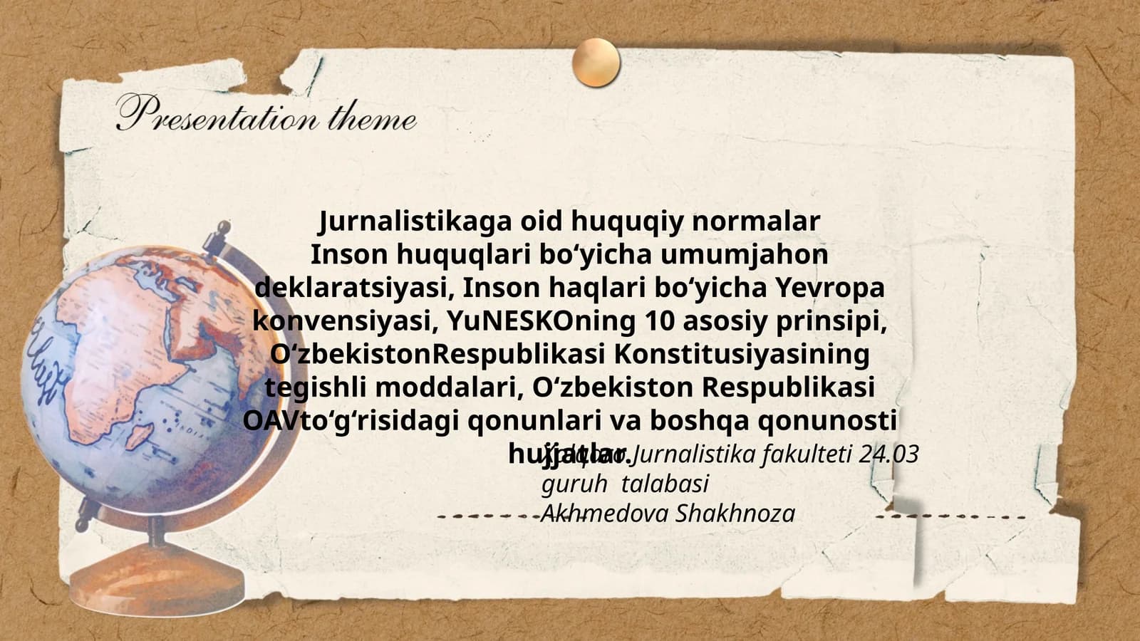 Jurnalistikaga oid huquqiy normalar