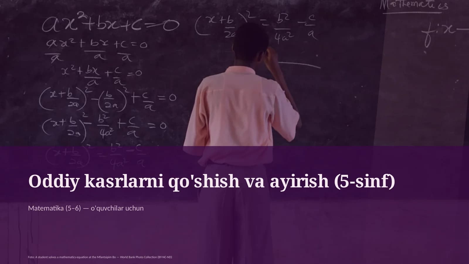 Oddiy kasrlarni qo'shish va ayirish (5-sinf)