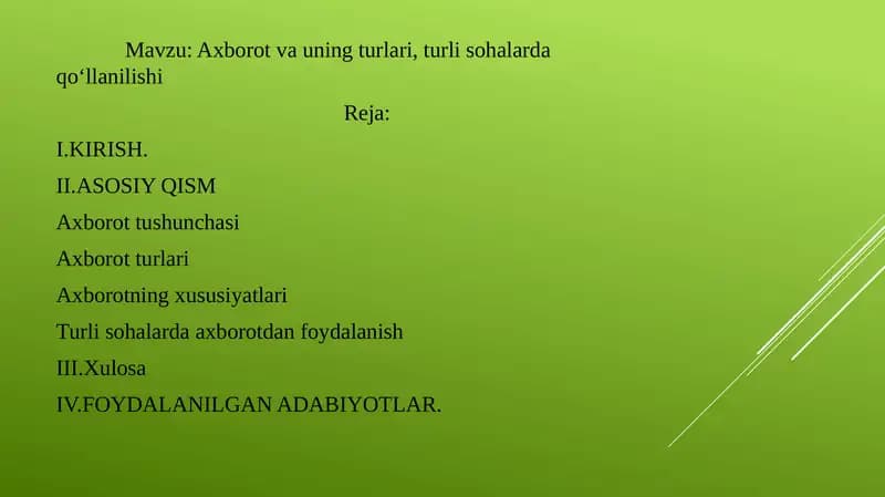 Axborot va uning turlari