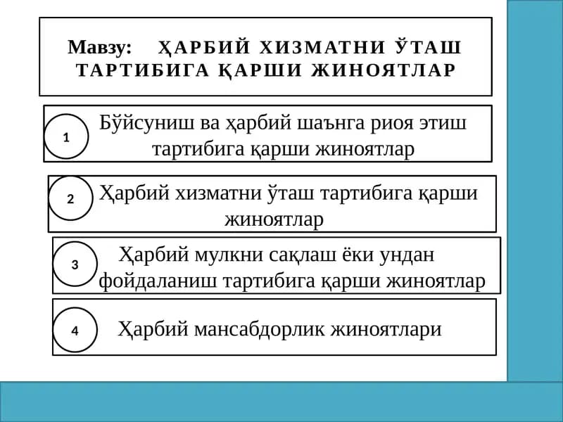 Харбий хизматни ўташ тартибига қарши жиноятлар