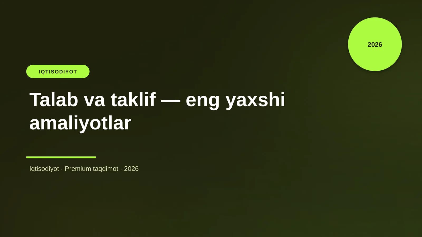 Talab va taklif — eng yaxshi amaliyotlar