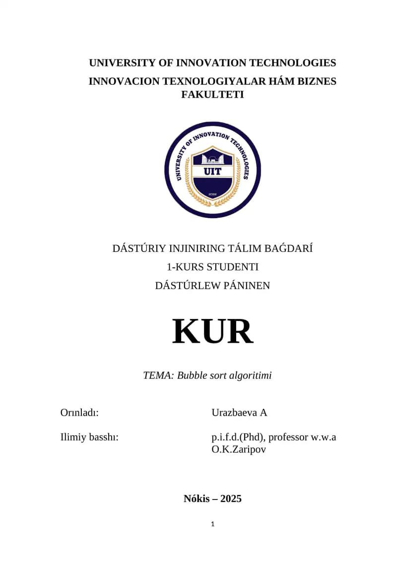 Bubble sort algoritmi