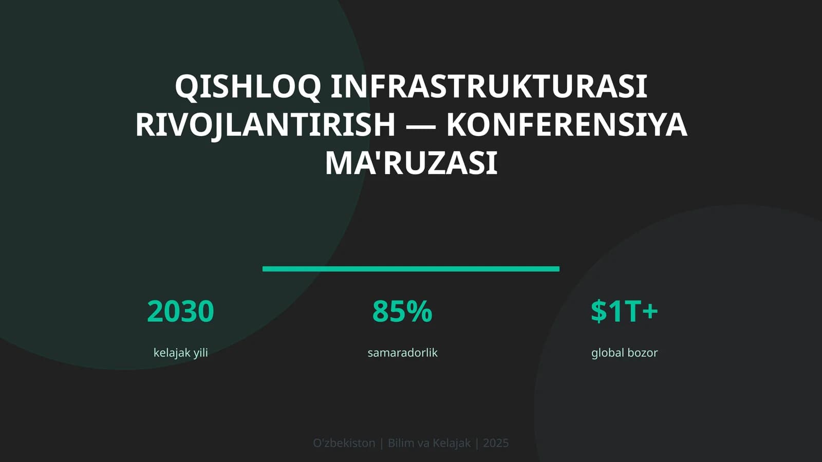 Qishloq infrastrukturasi rivojlantirish — konferensiya ma'ruzasi