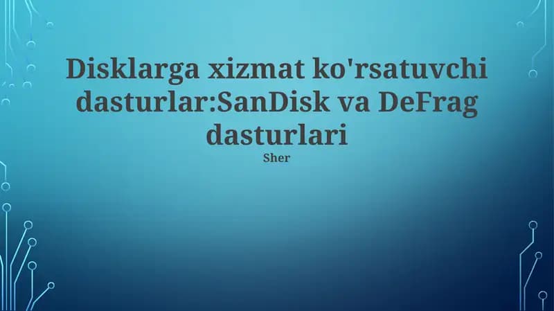 SanDisk va DeFrag dasturlari
