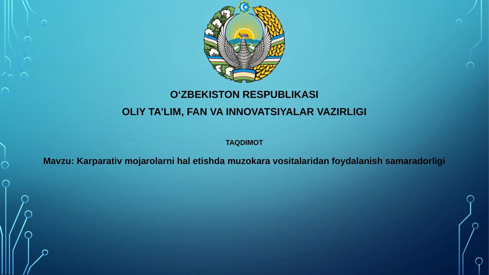 Taqdimot Muzokaralar vositalari