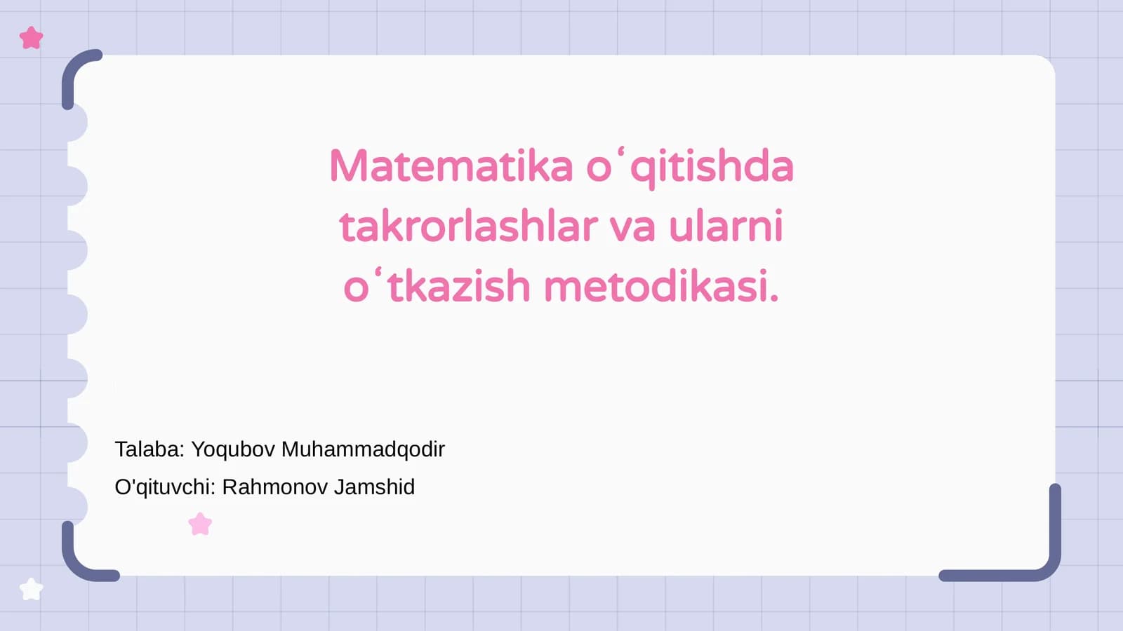 Matematikada takrorlash metodikasi