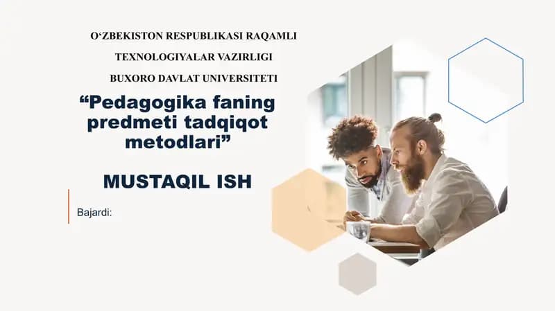 Pedagogika faning predmeti tadqiqot metodlari