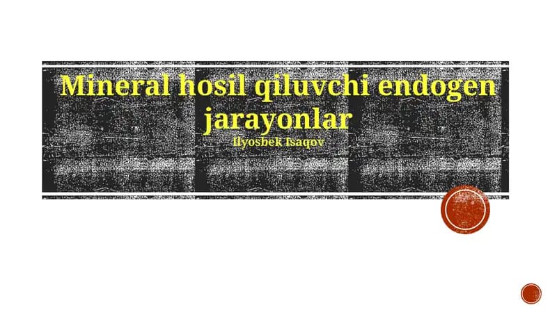 Endogen rudalar hosil bo‘lish jarayonlari turlari
