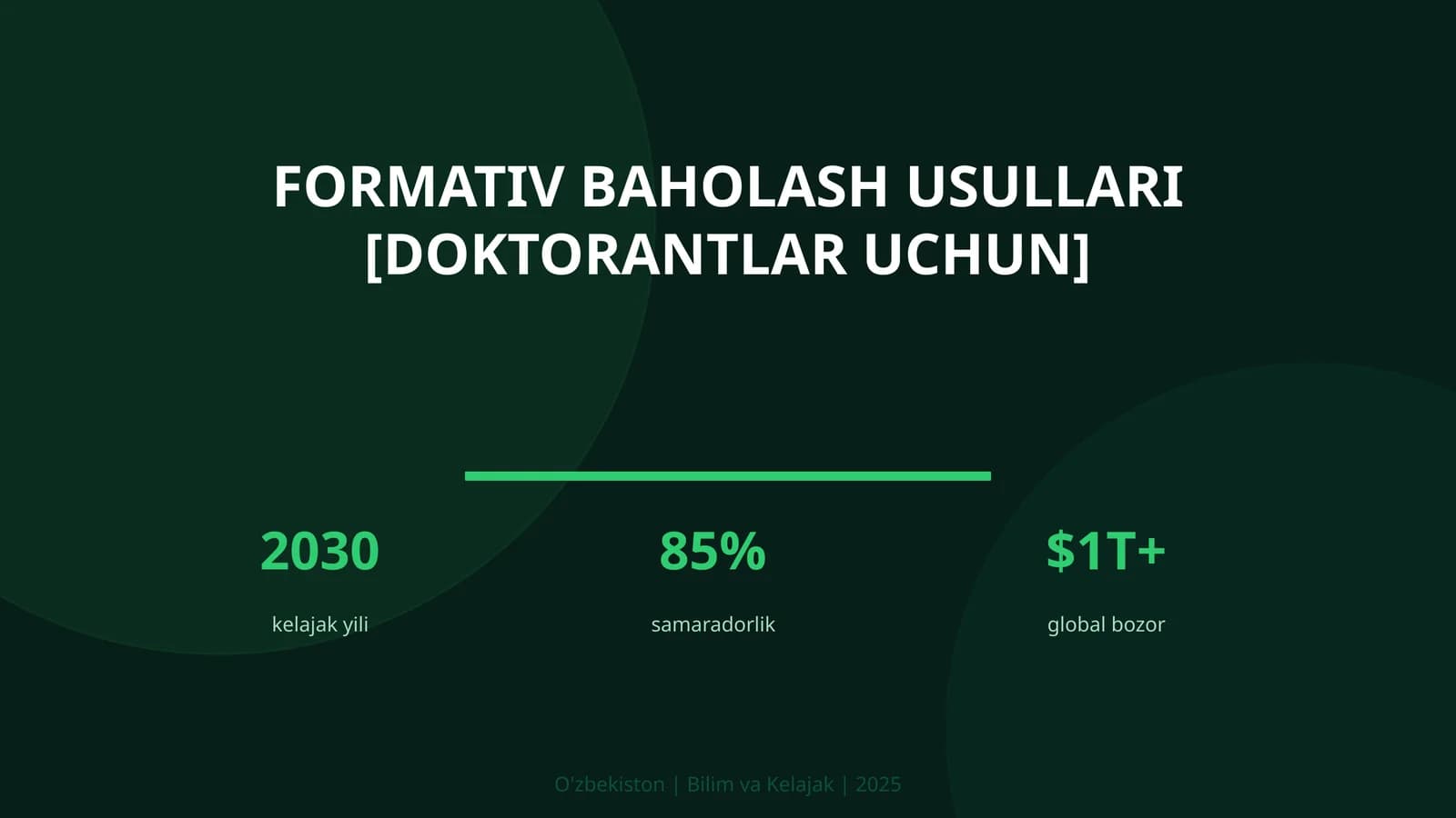 Formativ baholash usullari [doktorantlar uchun]