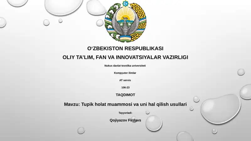 Tupik holat muammosi va uni hal qilish usullari