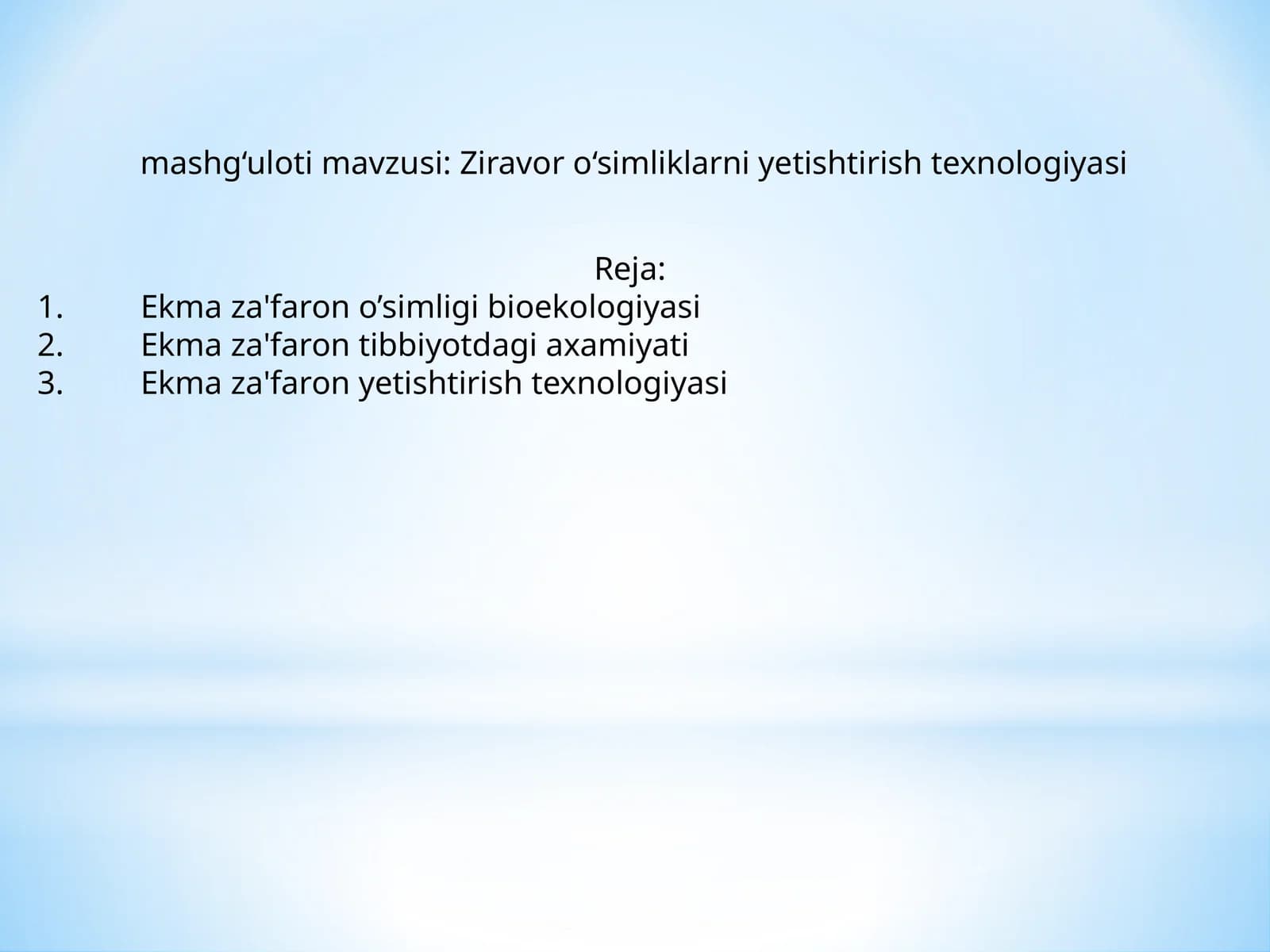 Ekma za'faron o‘simligi bioekologiyasi