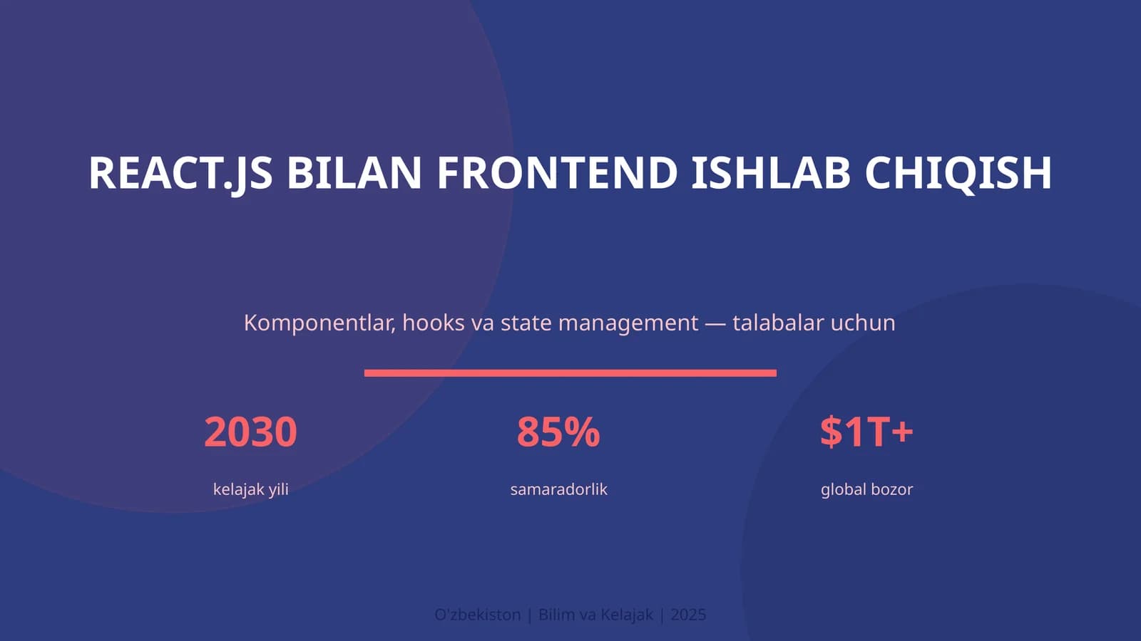 REACT.JS BILAN FRONTEND ISHLAB CHIQISH
