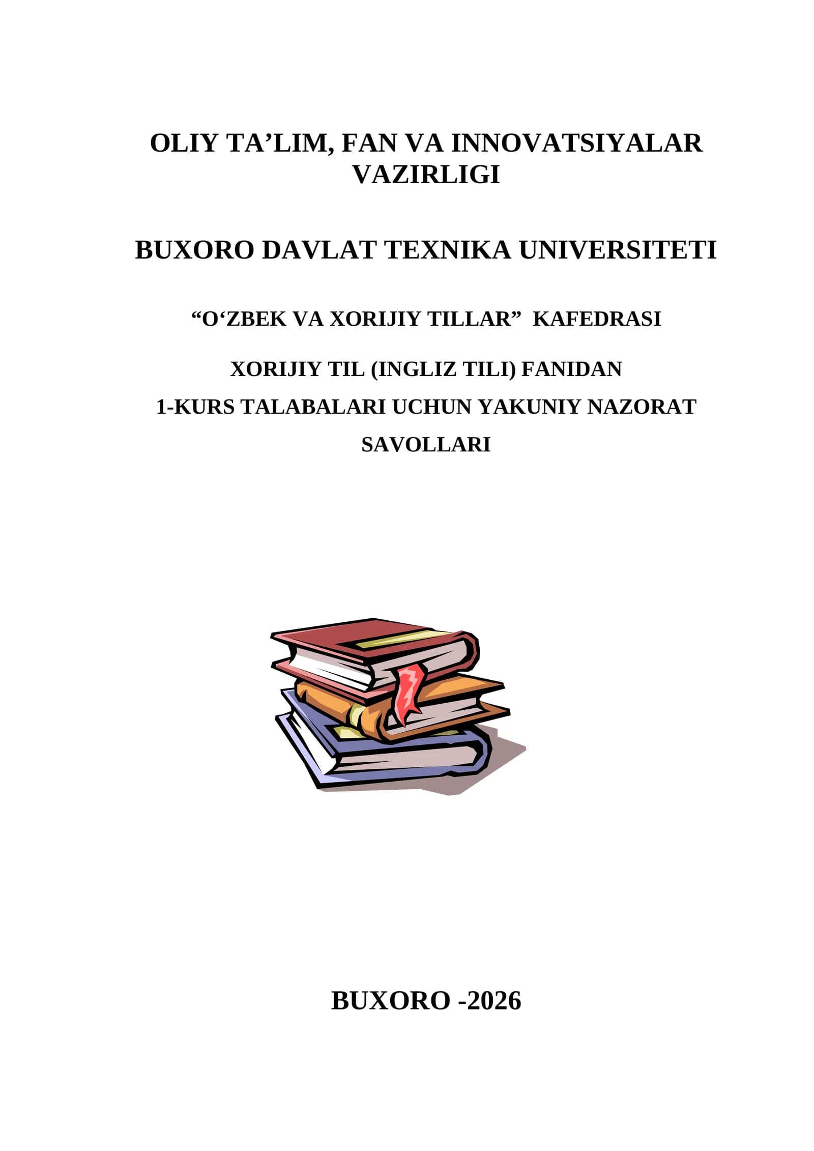 Yakuniy nazorat savollari