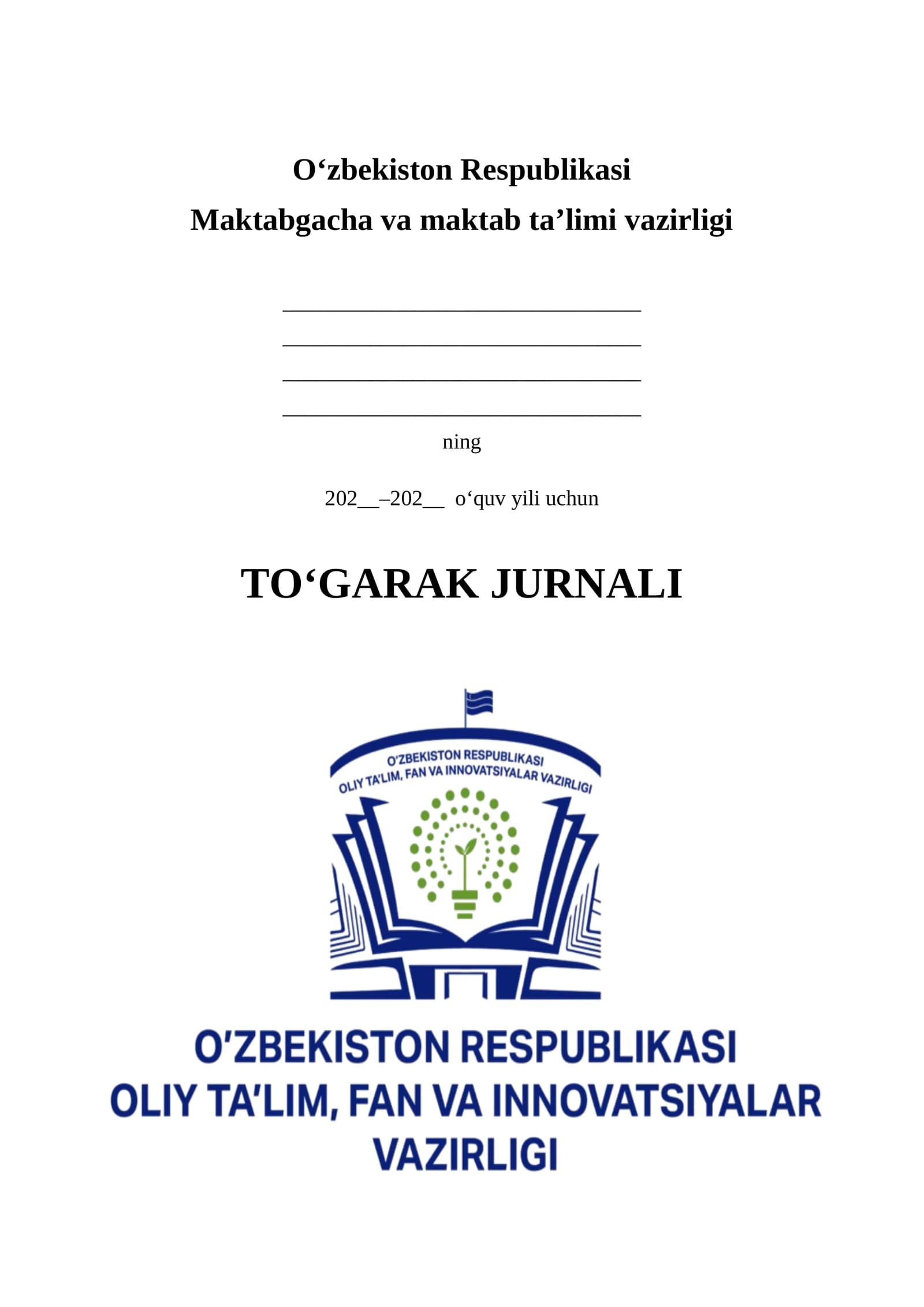 O'qituvchilar uchun to'garak jurnali