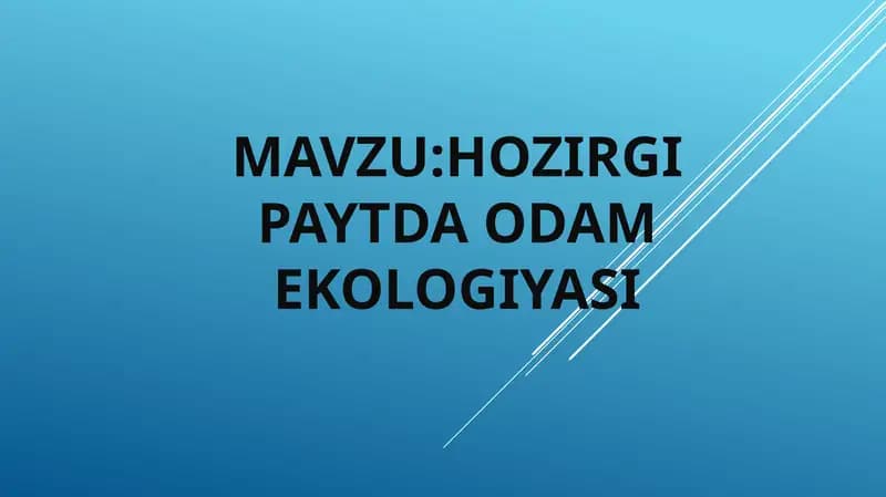 Odam Ekologiyasi