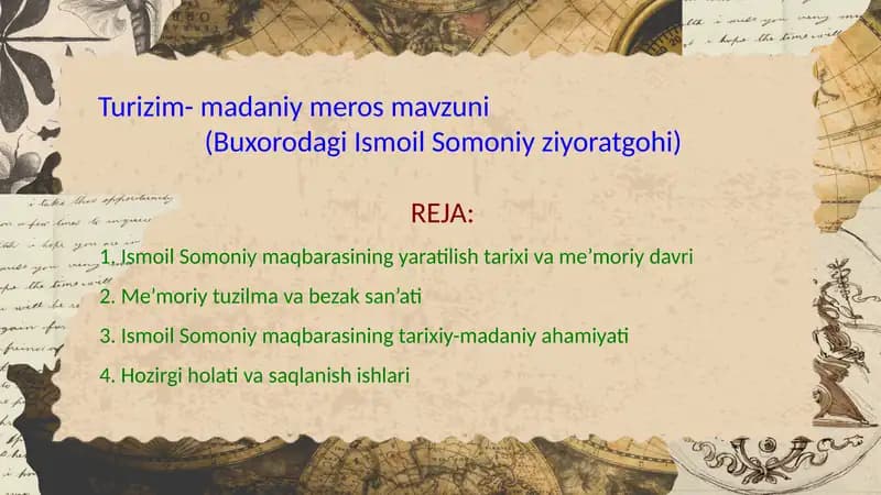 Turizm-madaniy meros mazmuni