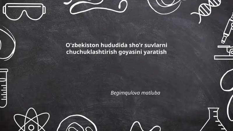 Sho'r suvlarni chuchuklashtirish texnologiyalari