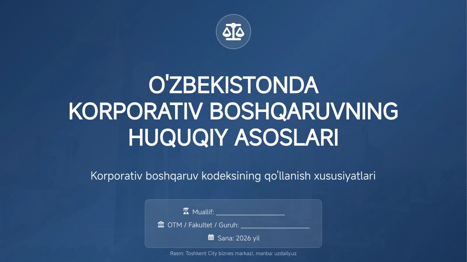 Korporativ boshqaruvning HUQUQIY ASOSLARI