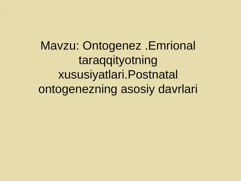 Ontogenez