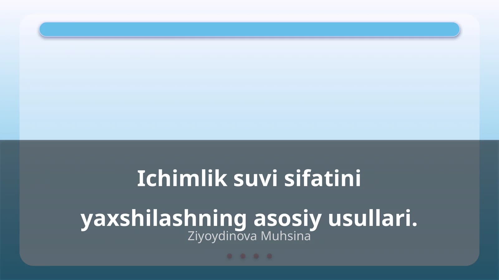 Ichimlik suvi sifatini yaxshilashning asosiy usullari