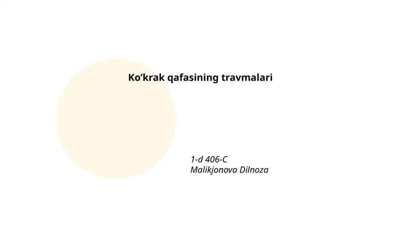 Ko’krak qafasining travmalari