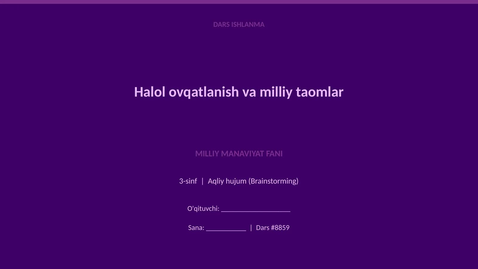 Halol ovqatlanish va milliy taomlar