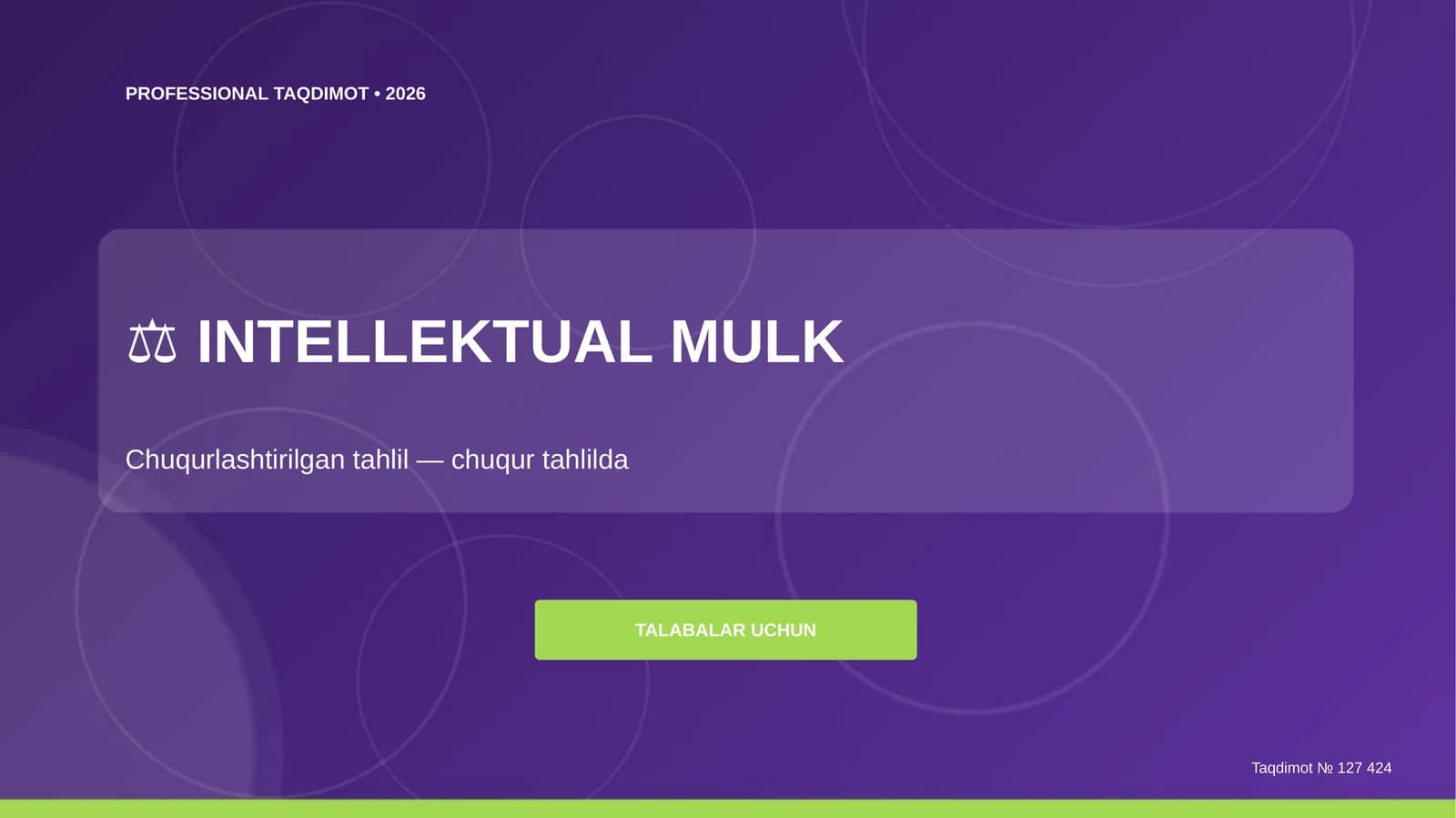 Intellektual mulk: chuqurlashtirilgan tahlil (chuqur tahlilda) [talabalar uchun]