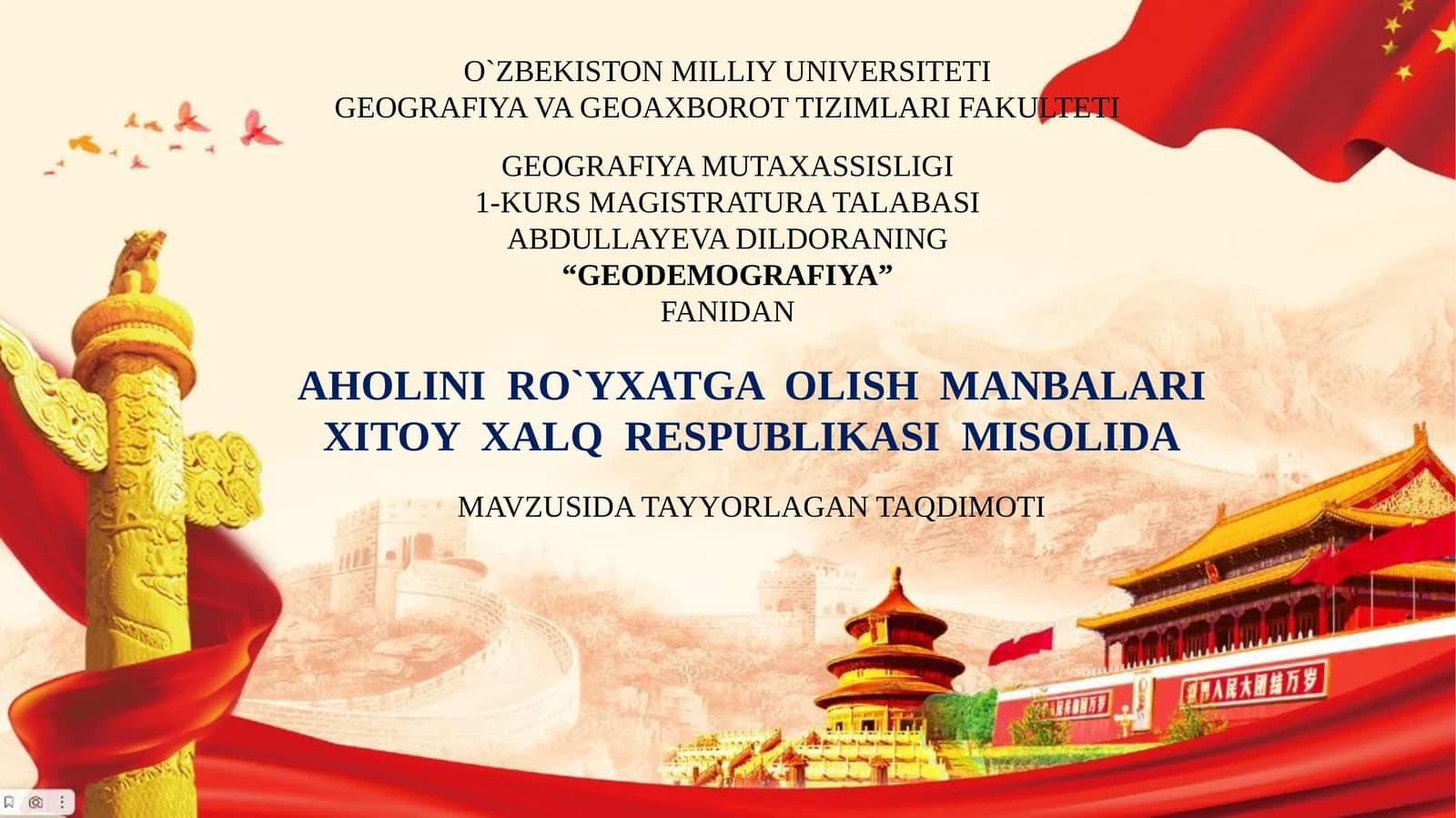 Xitoyda aholini ro'yxatga olish slayd