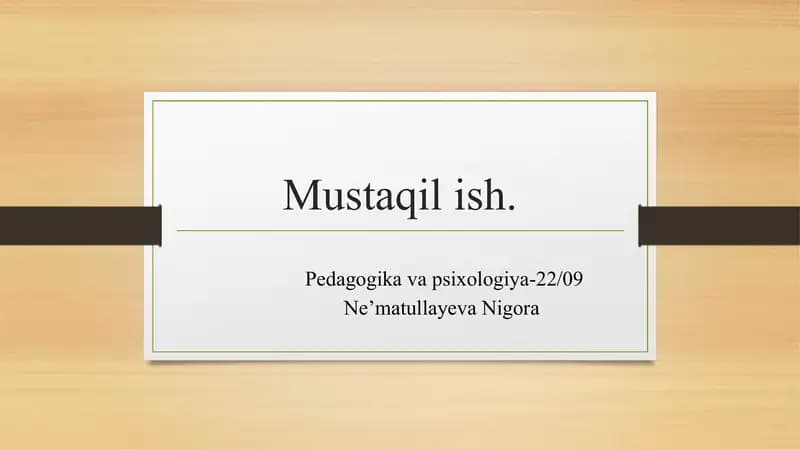 Ongning psixika me’zoni sifatida ajratilishi