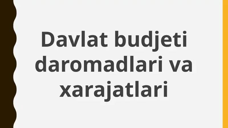 Davlat budjeti daromadlari va xarajatlari
