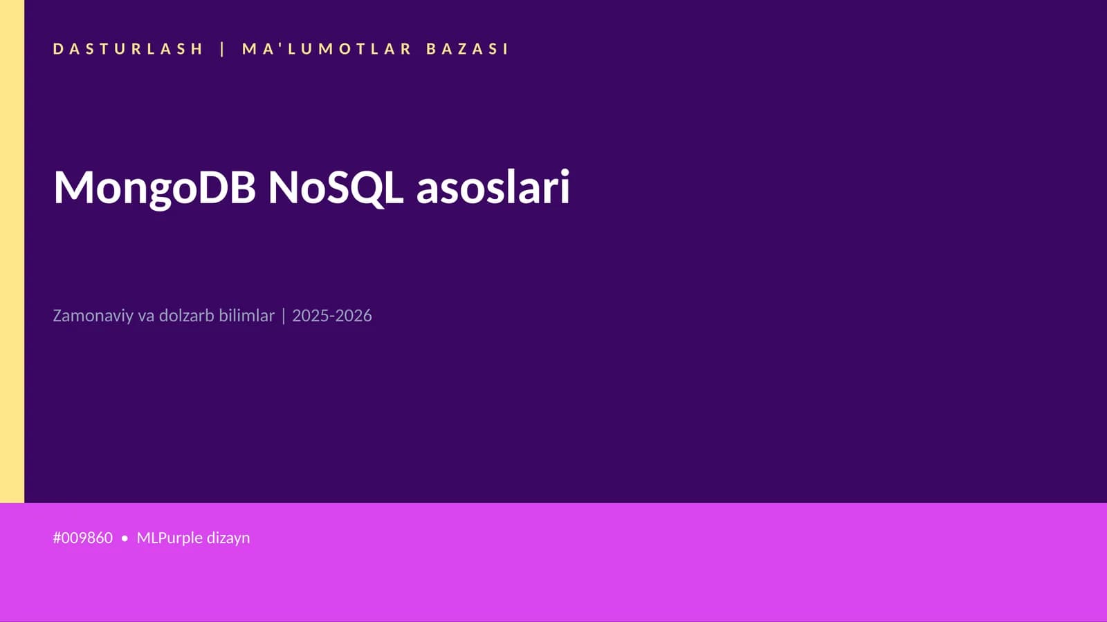 MongoDB NoSQL asoslari