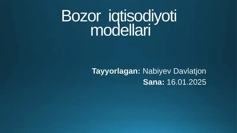 Bozor iqtisodiyoti modellari