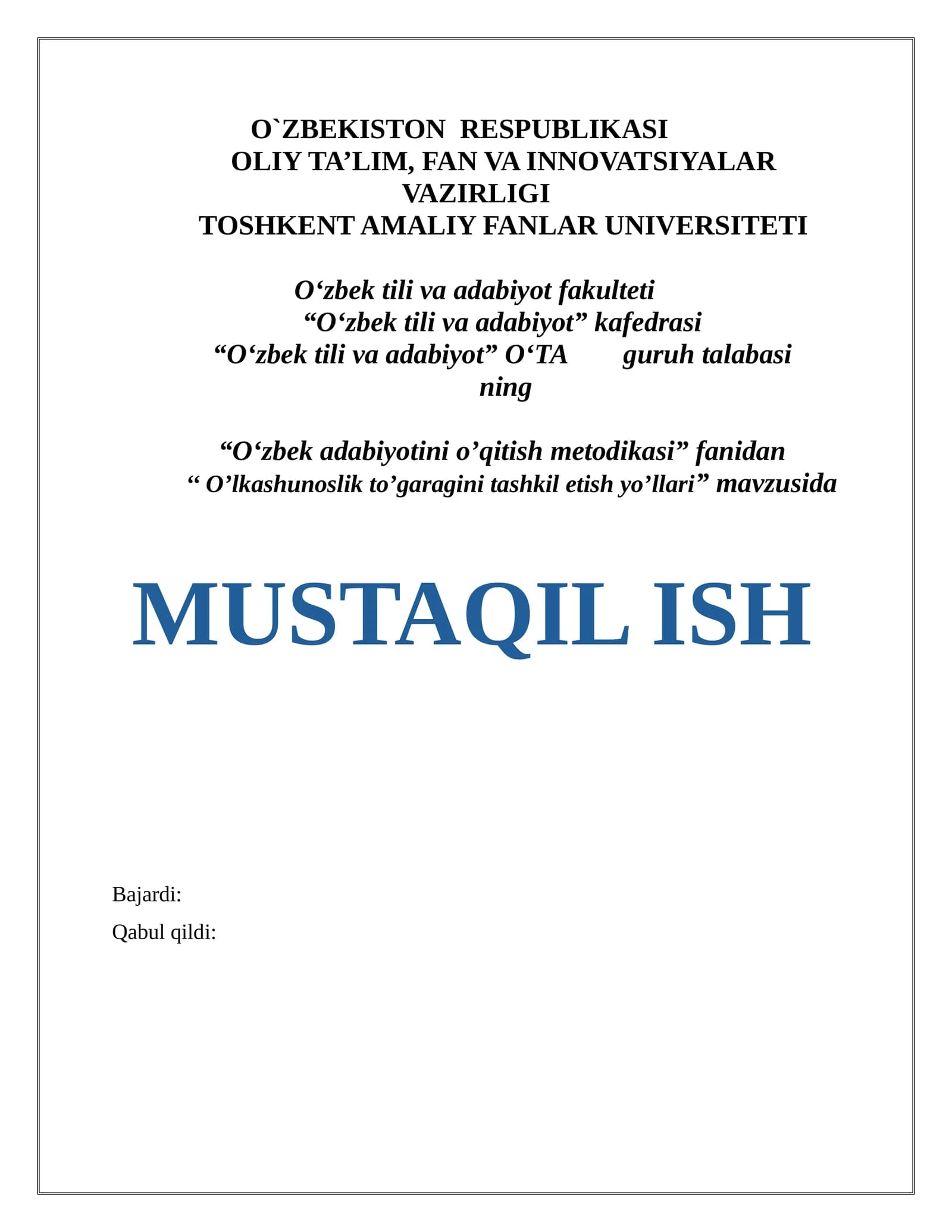 "O'lkashunoslik to'garagini tashkil etish yo'llari"