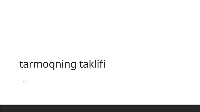 Tarmoq takliflari: asosiy tushunchalar