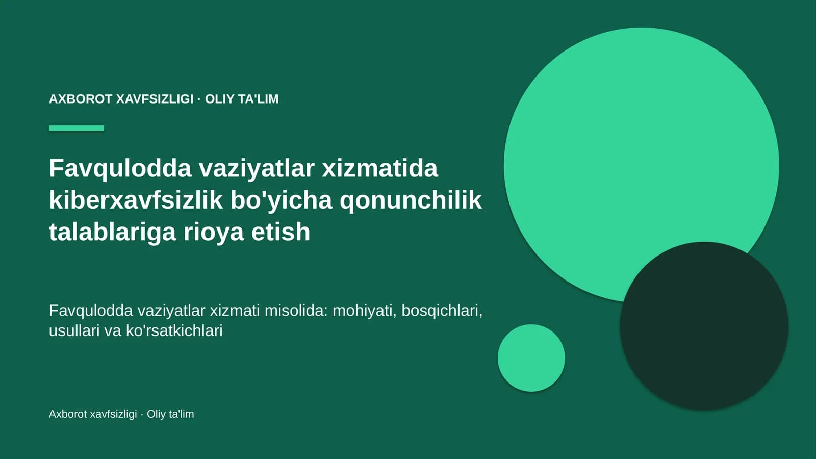 Favqulodda vaziyatlar xizmatida kiberxavfsizlik bo'yicha qonunchilik talablariga rioya etish