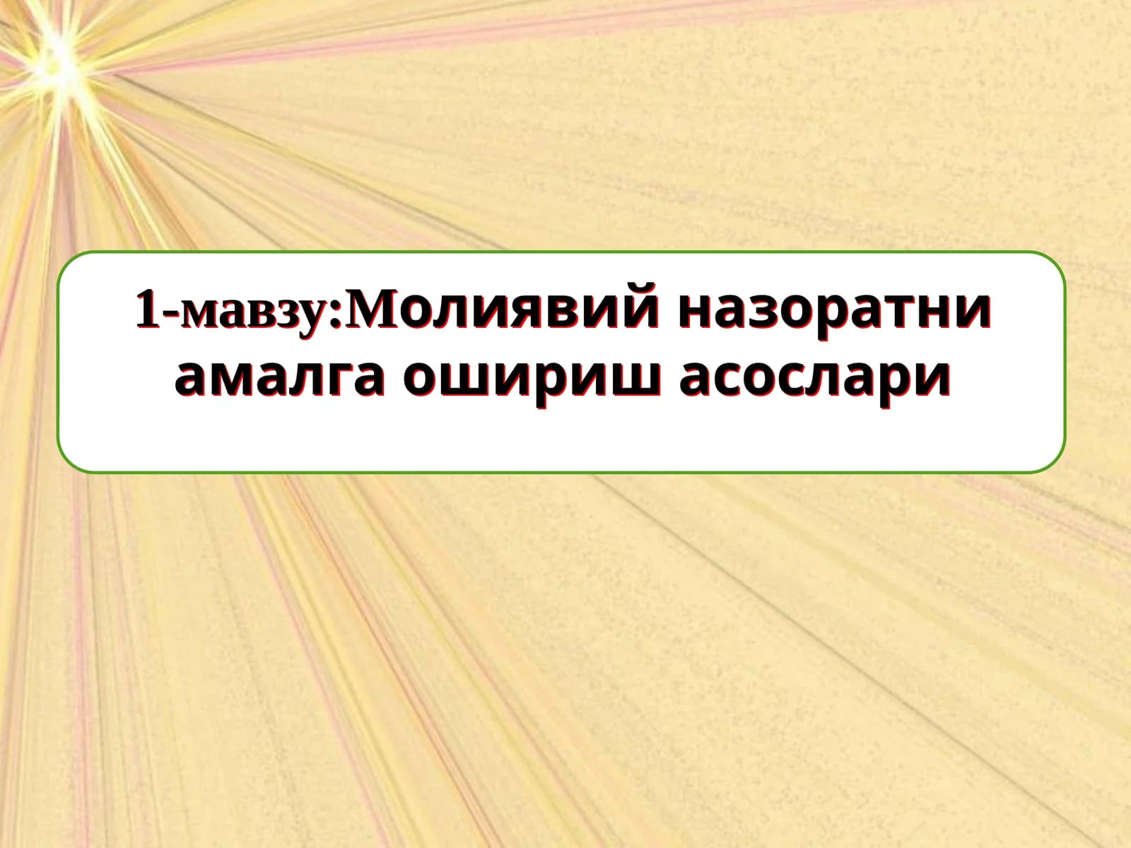 Молиявий назоратни амалга ошириш асослари