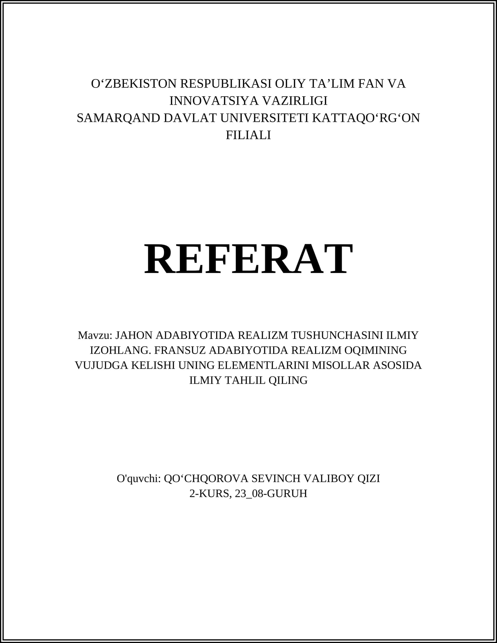 Realizm Tushunchasi va Uni Elementlari