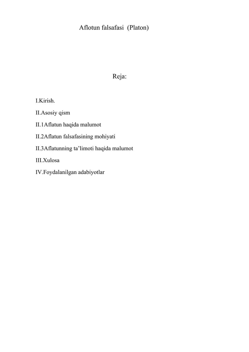 Aflotun falsafasi  (Platon)