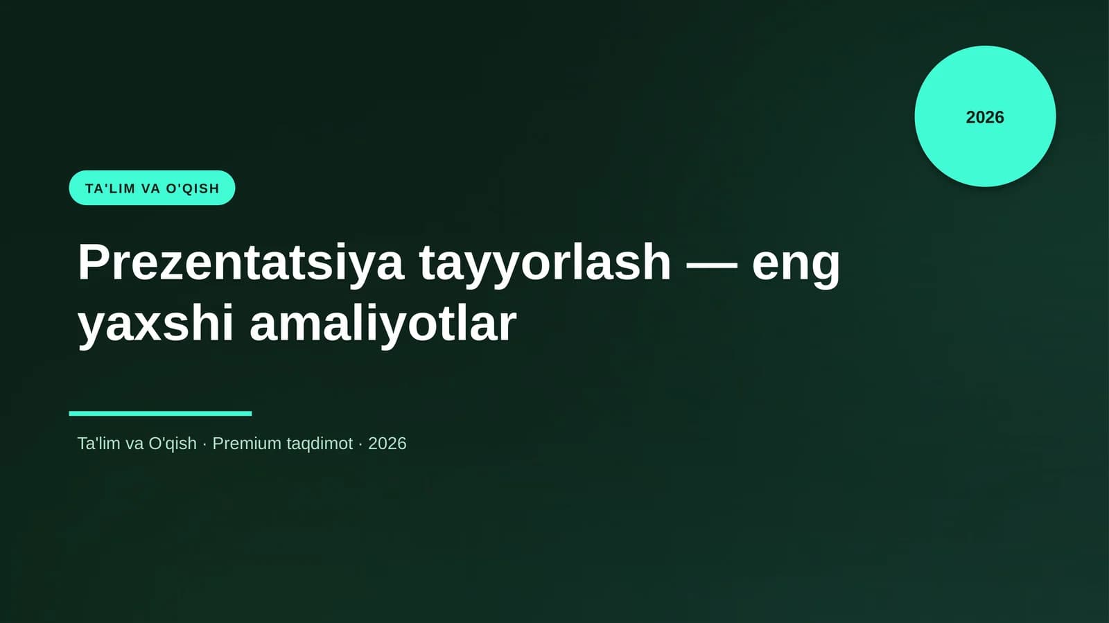 Prezentatsiya tayyorlash — eng yaxshi amaliyotlar