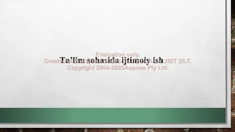 Ta'lim sohasida ijtimoiy ish