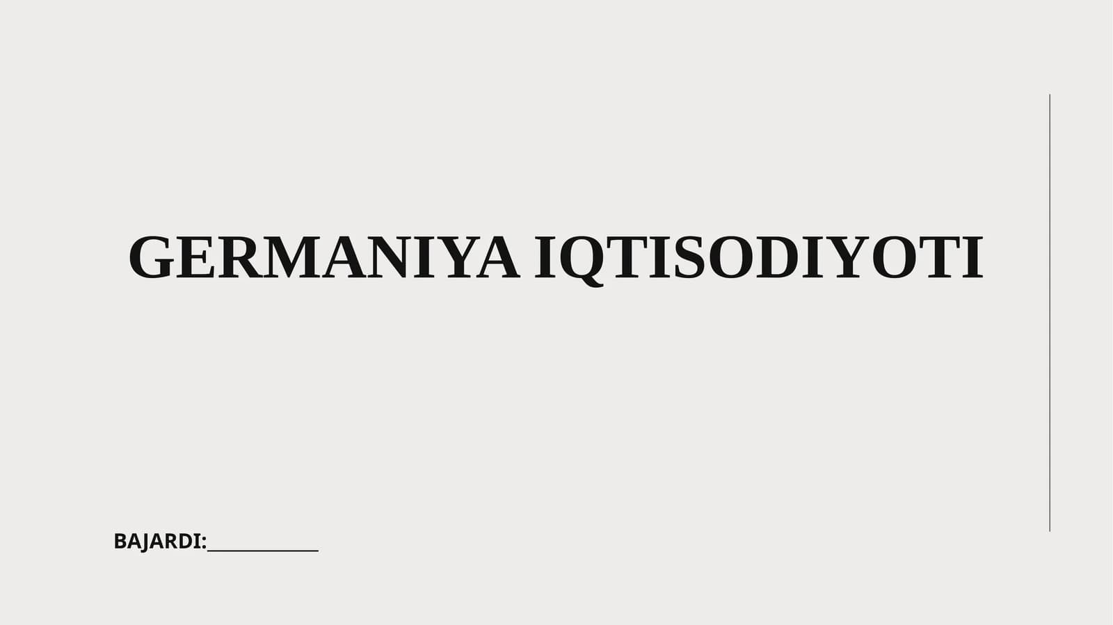 GERMANIYA IQTISODIYOTI