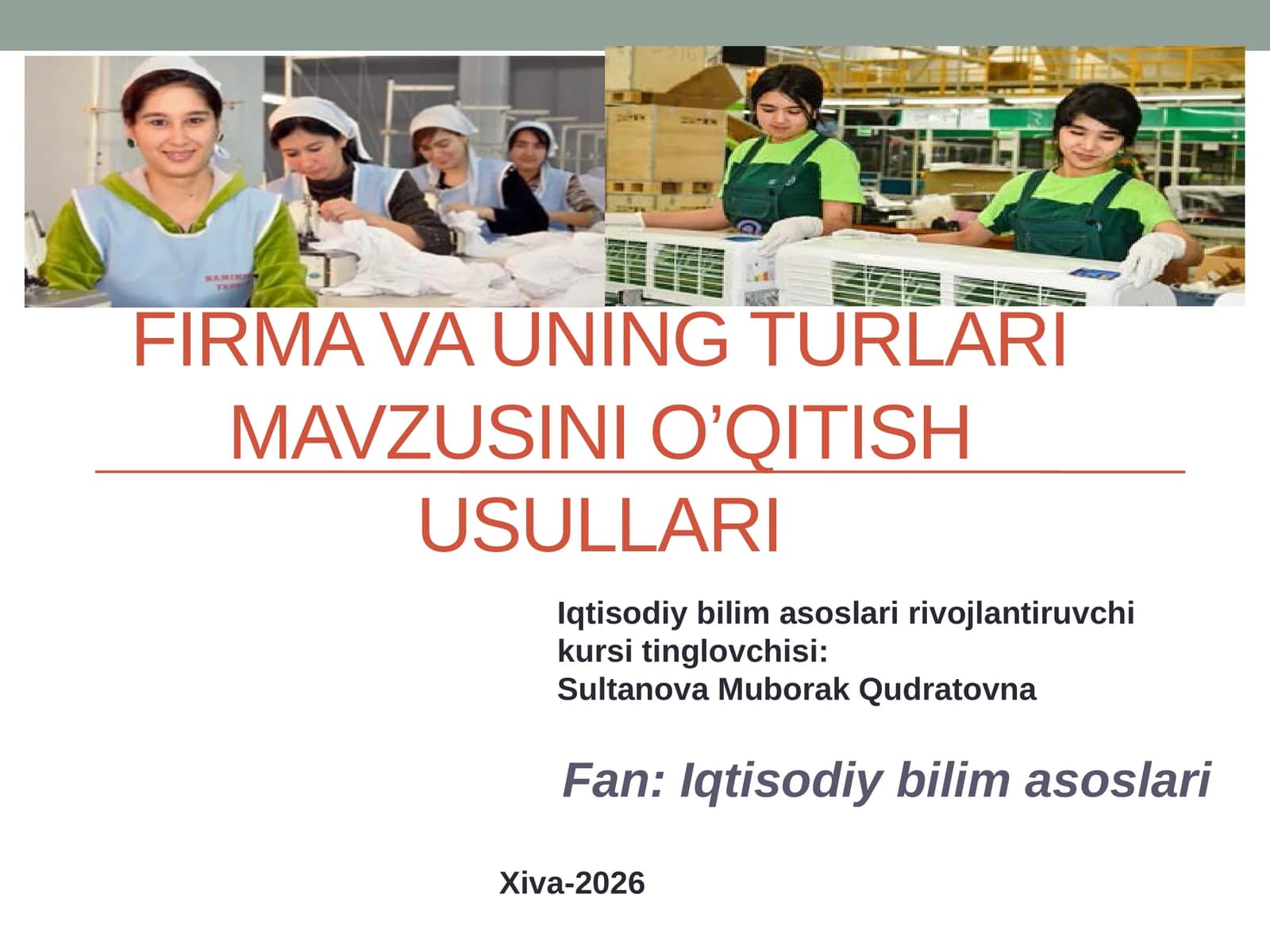 Firmavauning turlari mavzusi